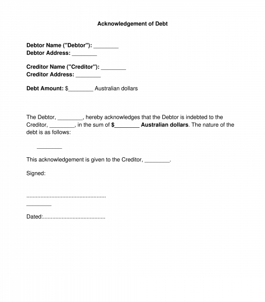Acknowledgement of Debt