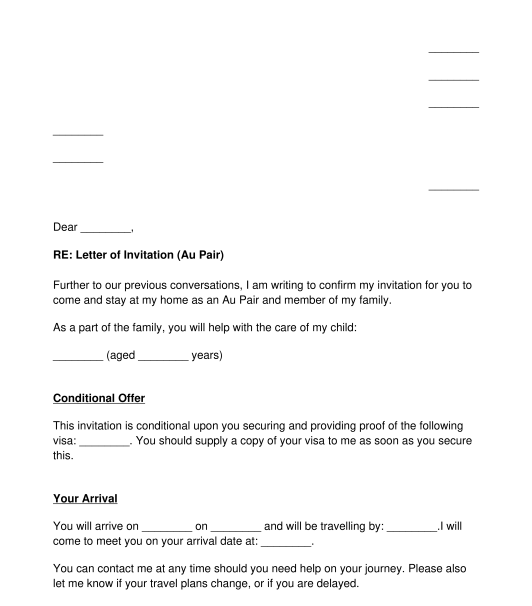 Au Pair Agreement