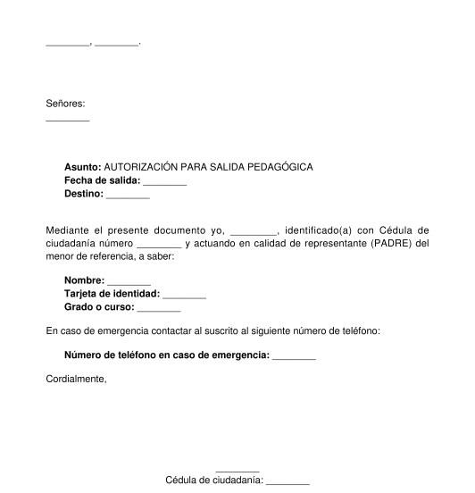 Autorización de salida de campo o pedagógica