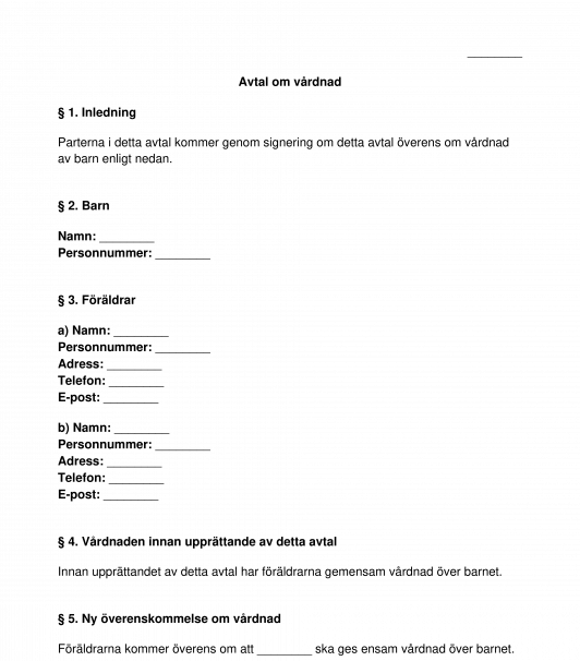 Avtal om vårdnad av barn