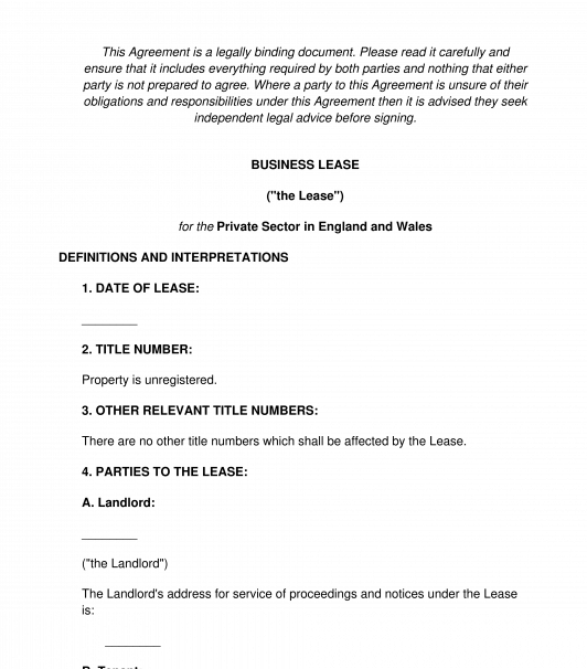 Business Lease Agreement