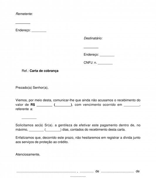 Carta de cobrança