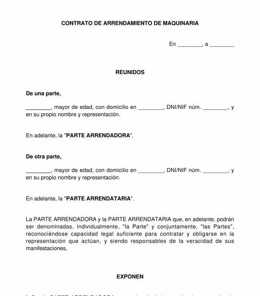Contrato de arrendamiento de bienes muebles