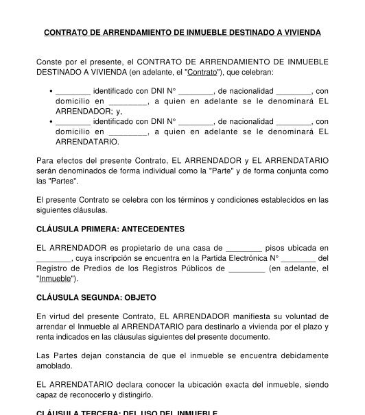 Contrato de arrendamiento residencial