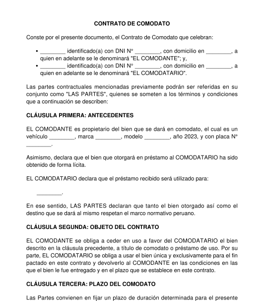Contrato de comodato