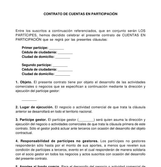 Contrato de cuentas en participación