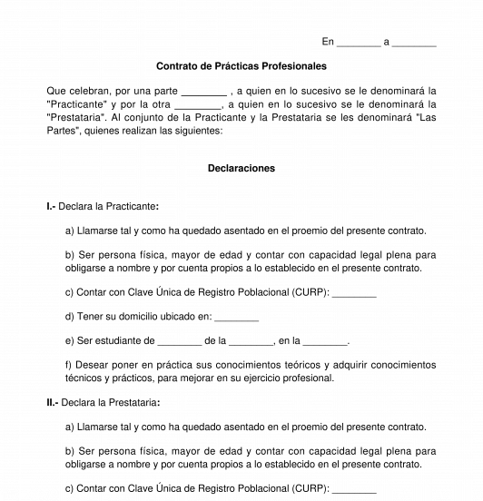 Contrato de Practicas Profesionales