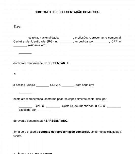 Contrato de representação comercial