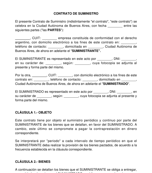 Contrato de Suministro