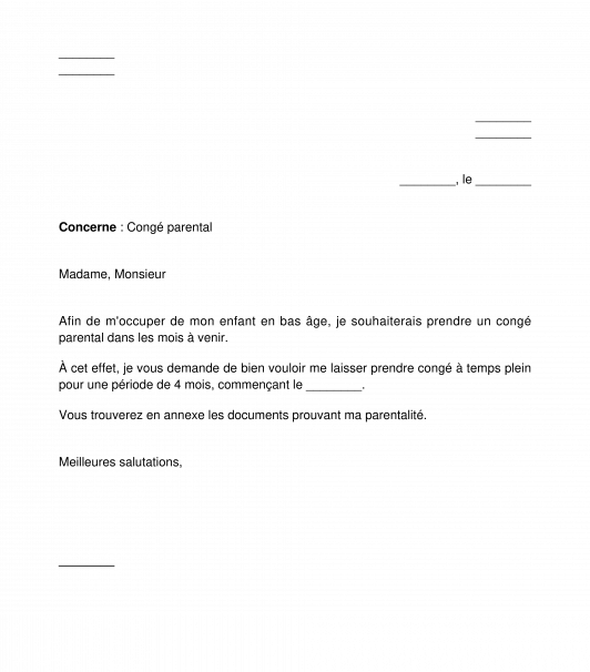 Demande de congé parental