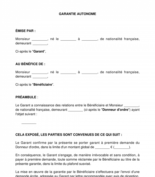 Garantie à première demande