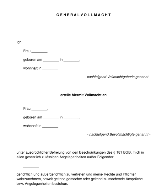 Generalvollmacht