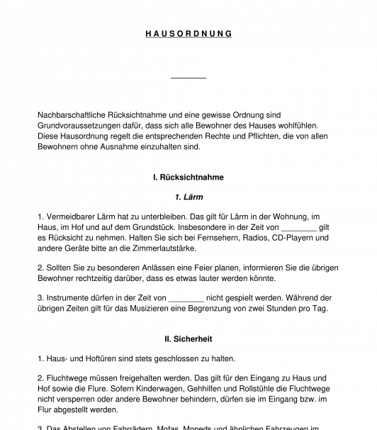 Hausordnung - Mietrecht