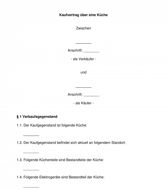 Kaufvertrag - Küche