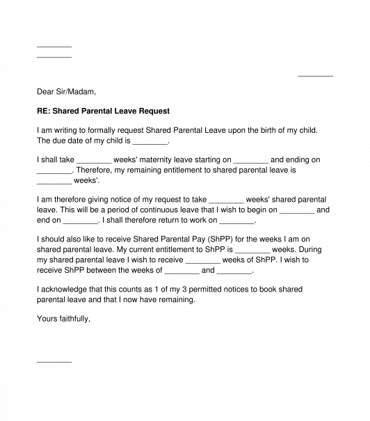 Letter Requesting Parental Leave