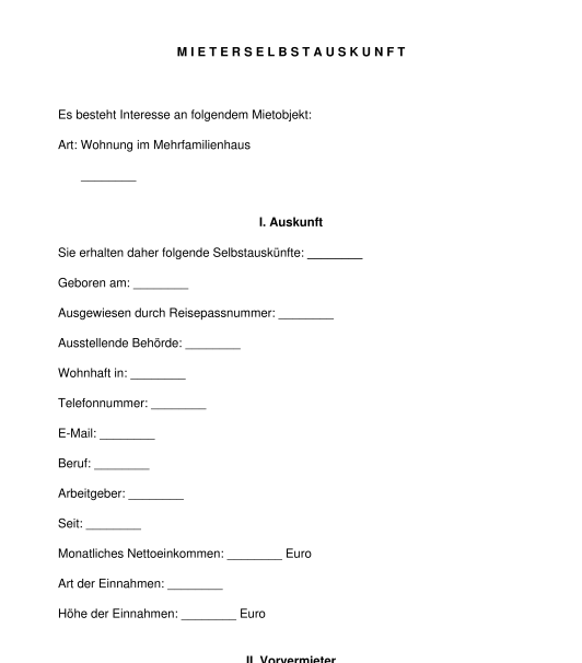 Mieterselbstauskunft
