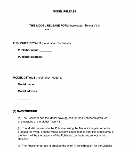 Model Release Form