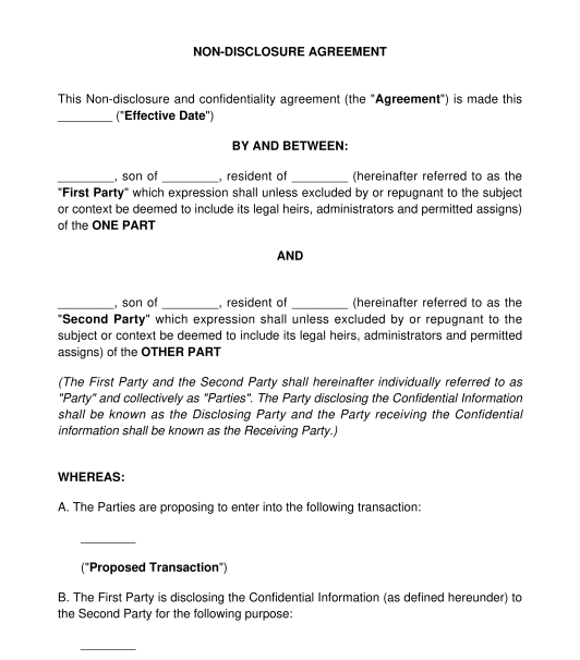 Non-Disclosure Agreement NDA