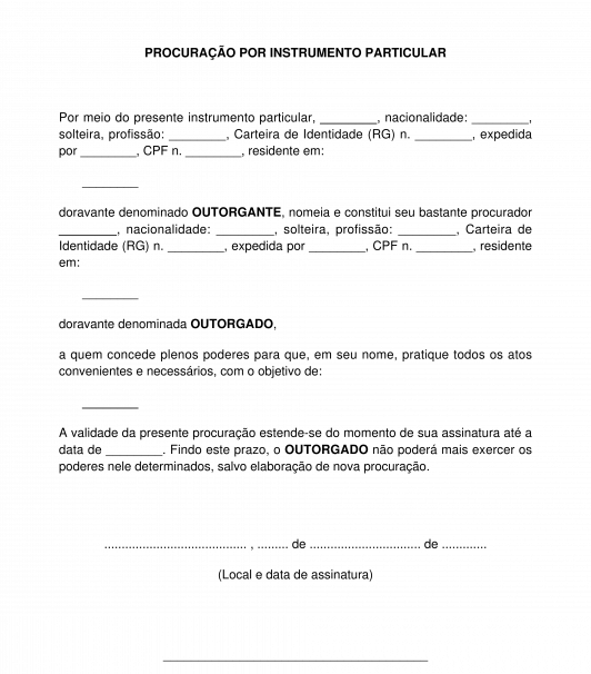 Procuração por instrumento particular