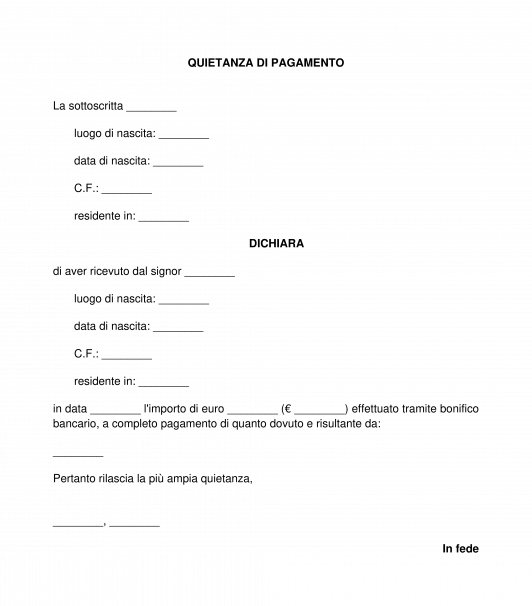 Quietanza di pagamento