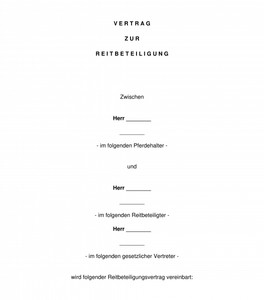 Reitbeteiligungsvertrag