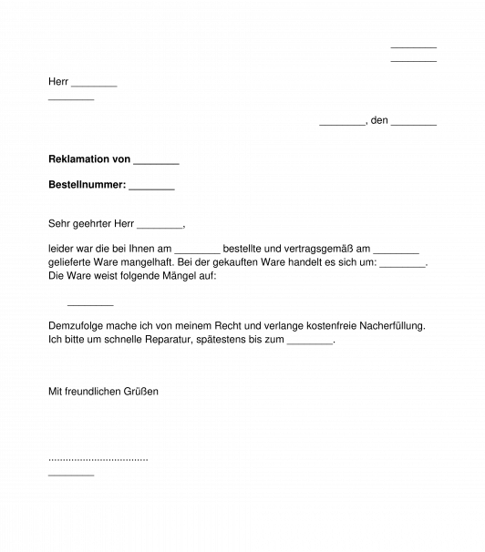 Reklamationsschreiben