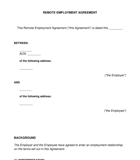 Remote Work Agreement