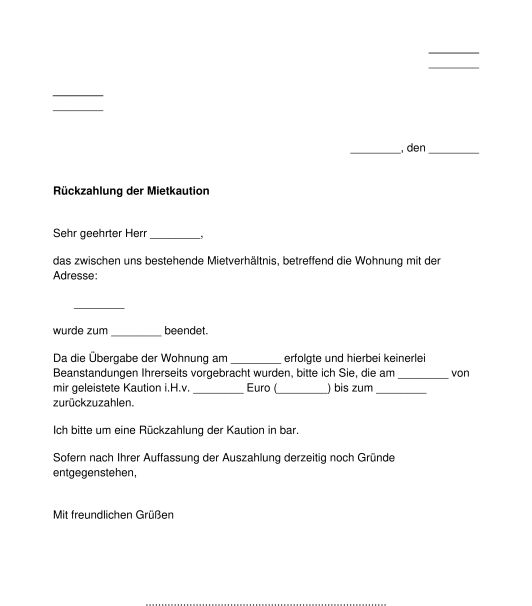 Rückforderung der Mietkaution