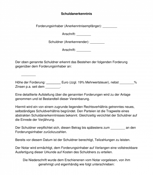 Schuldanerkenntnis