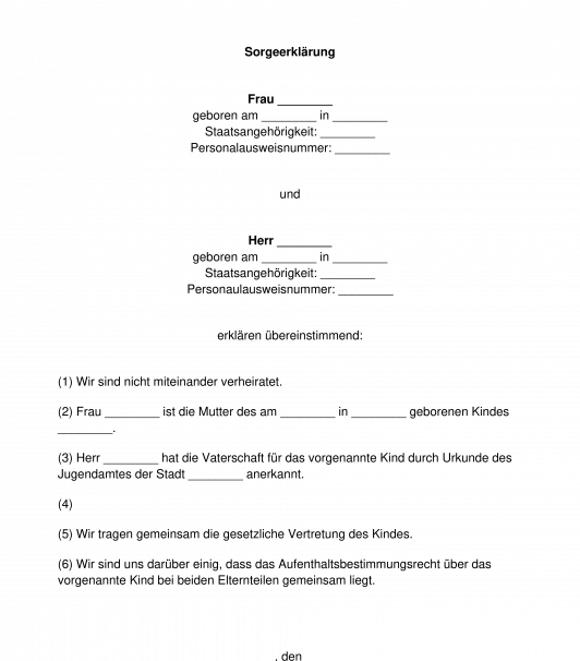 Sorgeerklärung
