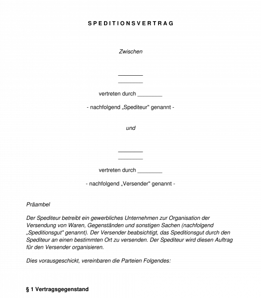 Speditionsvertrag