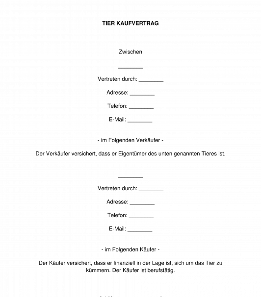 Tierkaufvertrag