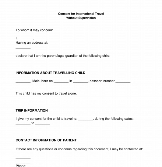 Travel Consent Letter
