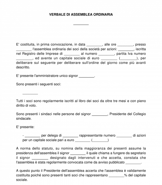 Verbale di assemblea ordinaria dei soci