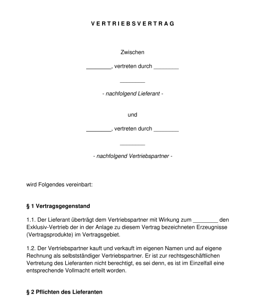 Vertriebsvertrag