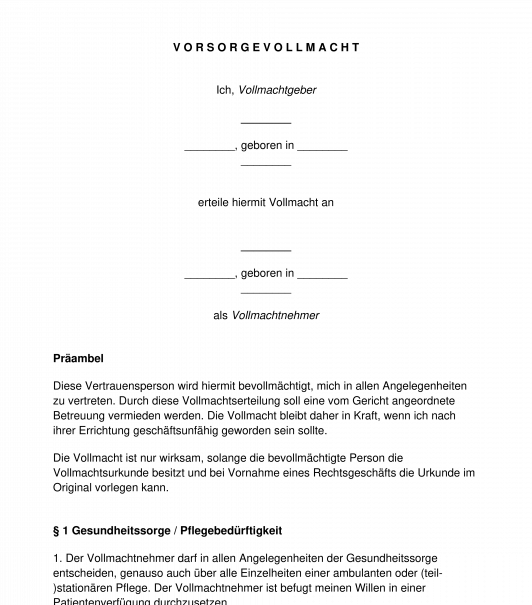 Vorsorgevollmacht