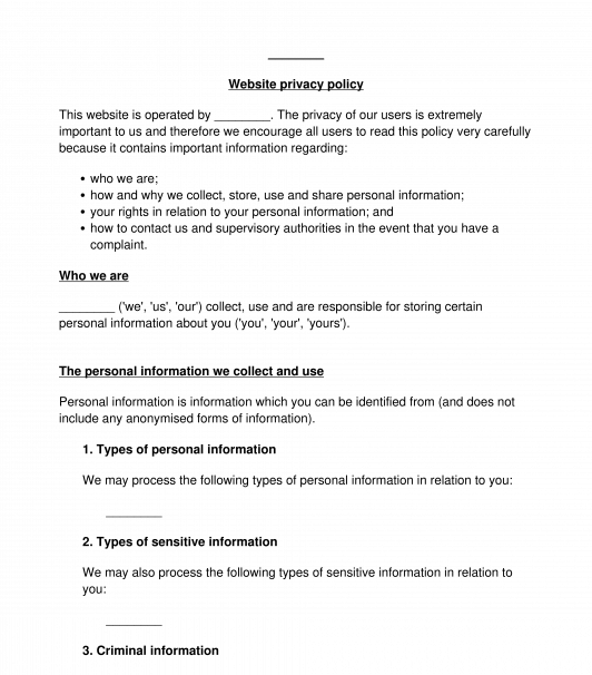 Website Privacy Policy