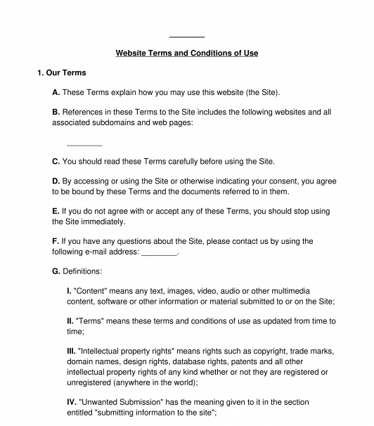Website Terms and Conditions of Use